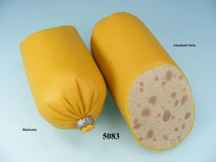 Lebensmittelattrappe Leberwurst grob, angeschnitten
