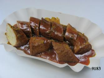 Currywurst weiß geschnitten wie Abb. 