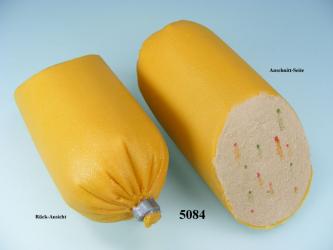 Lebensmittelattrappe Leberwurst Paprika, angeschnitten 